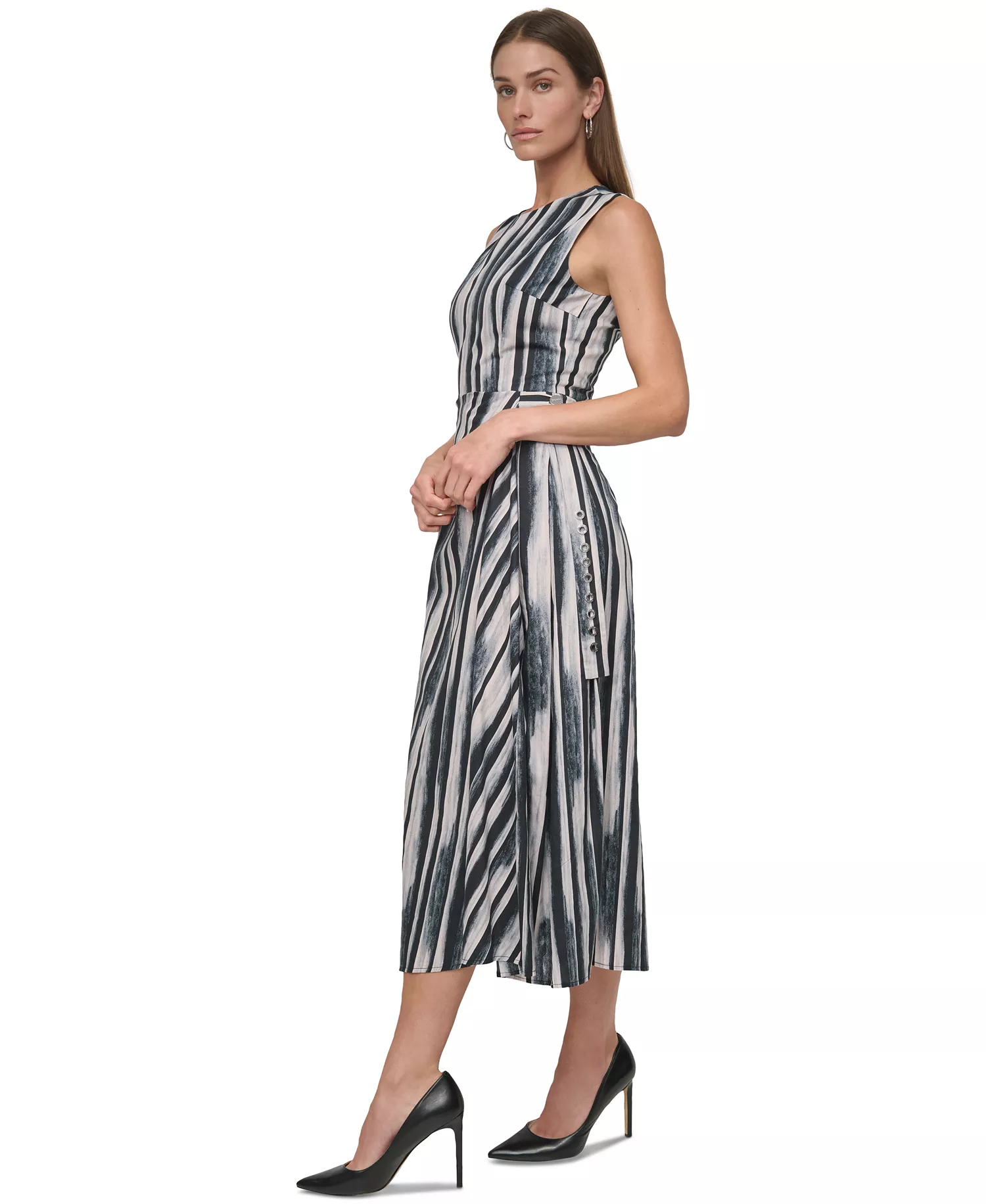 DKNY Women's Jewel-Neck Faux-Wrap Sleeveless Dress Size 16 - Image 3
