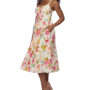 Alex & Sophia Floral Sundress Women's Sleeveless Midi Dress Size 1/2