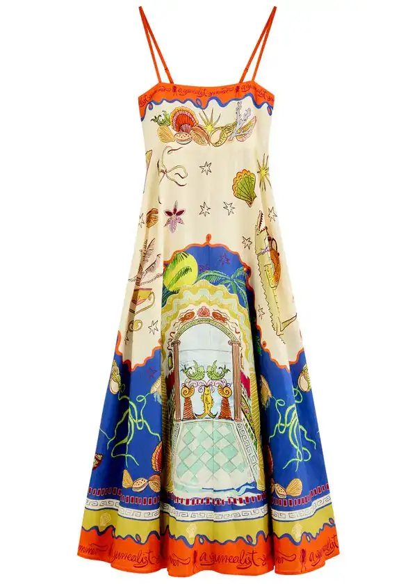 Alemais surrealist printed flax midi dress Size 4 - Image 3