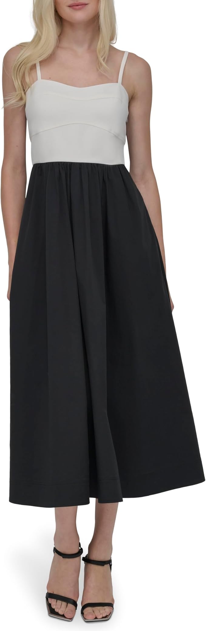 DKNY Size 8 Colorblock Maxi Dress Black White Sleeveless Elegant Designer Dress - Image 6