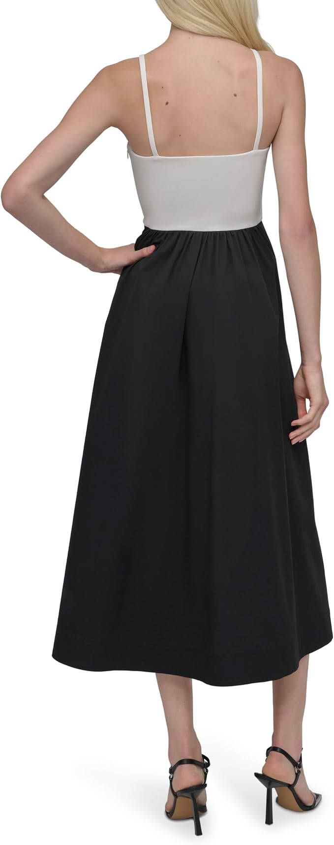 DKNY Size 8 Colorblock Maxi Dress Black White Sleeveless Elegant Designer Dress - Image 8