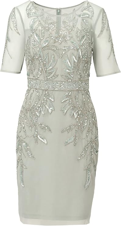 Adrianna Papell Women's Embellished Flutter-Sleeve Dress US 8 - Image 9