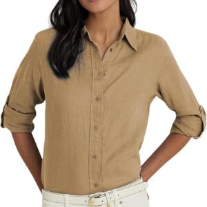 Lauren Ralph Lauren Roll-Tab-Sleeve Linen Shirt