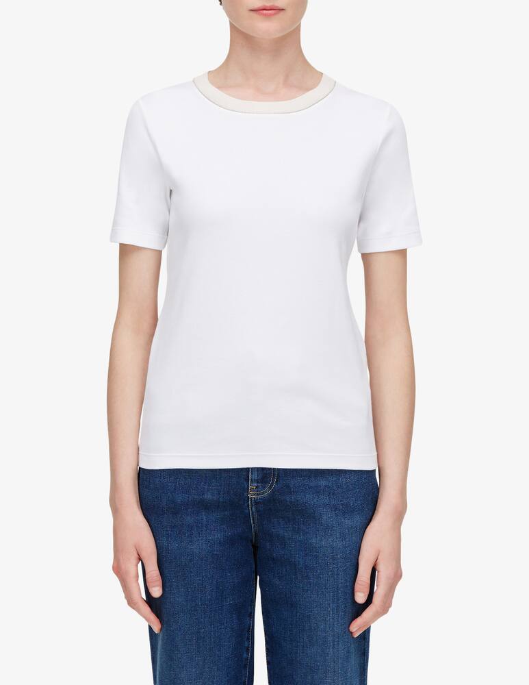 Fabiana Filippi Merino Wool Short Sleeve Knit Top Ivory Size 14 Made in Italy