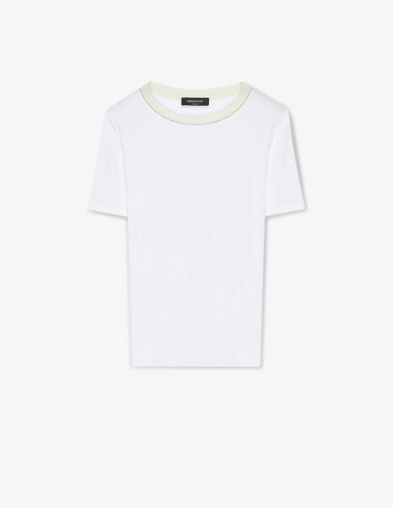Fabiana Filippi Merino Wool Short Sleeve Knit Top Ivory Size 14 Made in Italy - Image 6