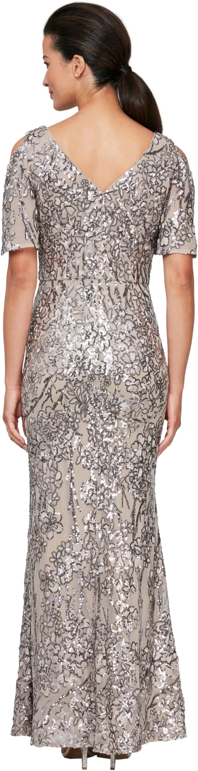 Adrianna Papell Women's Embellished Flutter-Sleeve Dress US 8 - Image 8