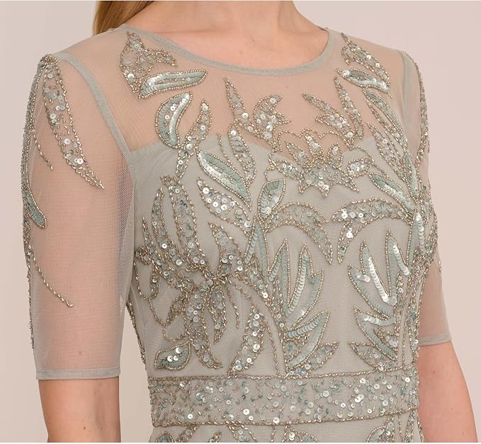 Adrianna Papell Women's Embellished Flutter-Sleeve Dress US 8 - Image 7