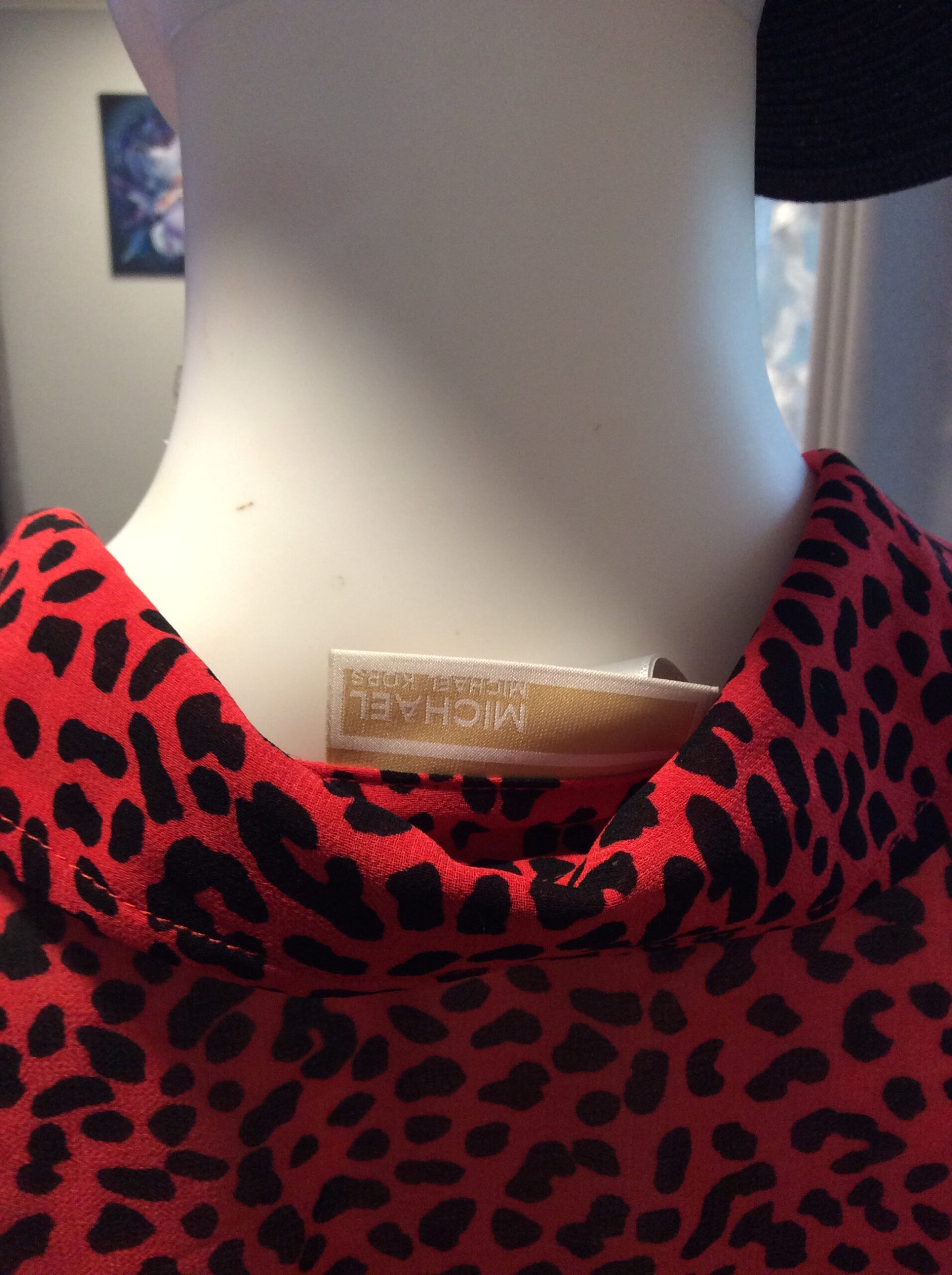 Michael Kors Women's Animal-print Sheer Cover-up Shirt Large Sea Coral - Image 5