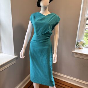Donna Karan Women's Turquoise Ruched Sheath Size 12