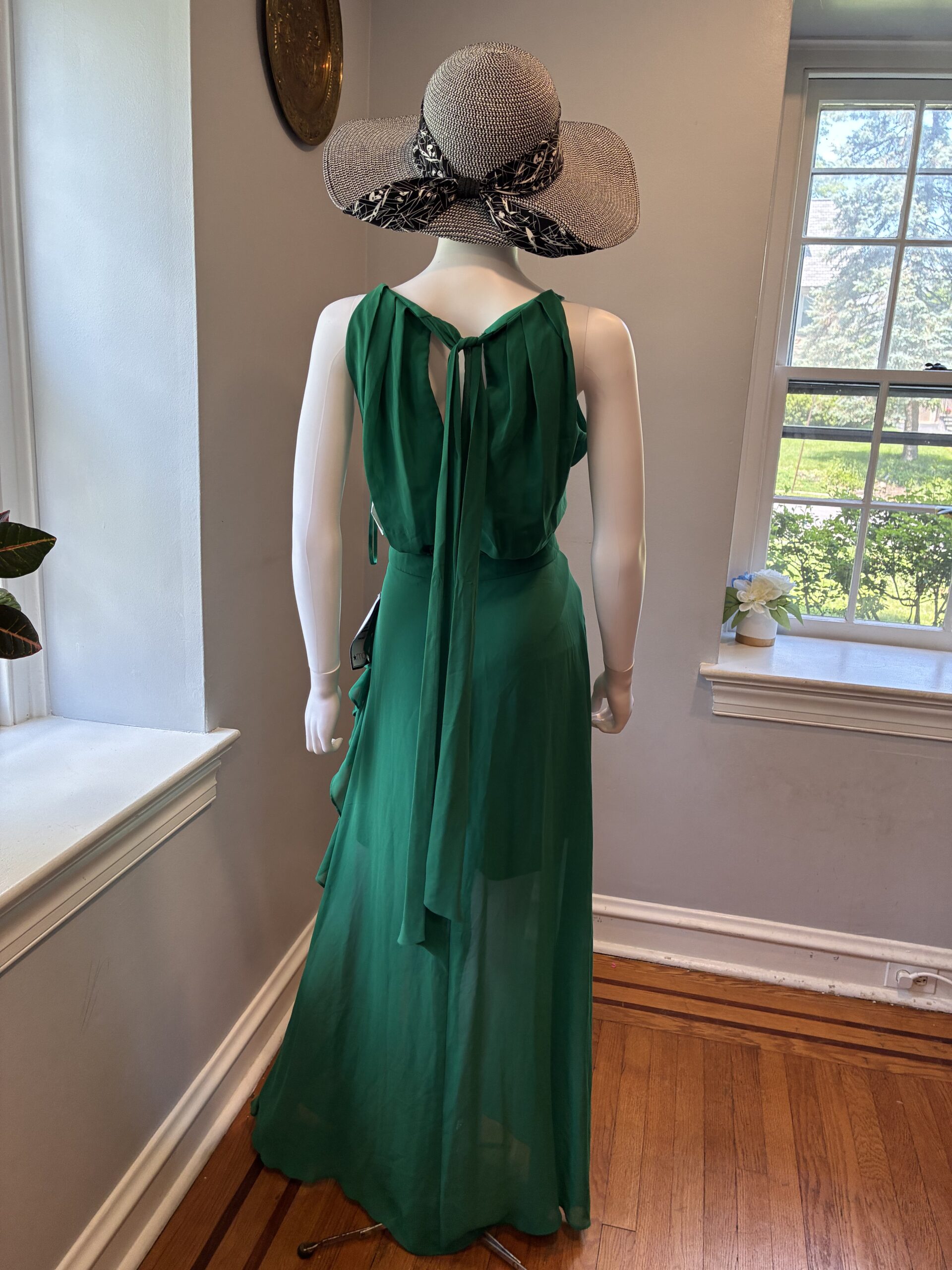 Crystal Doll green one shoulder studded gown Size US 5 - Image 3