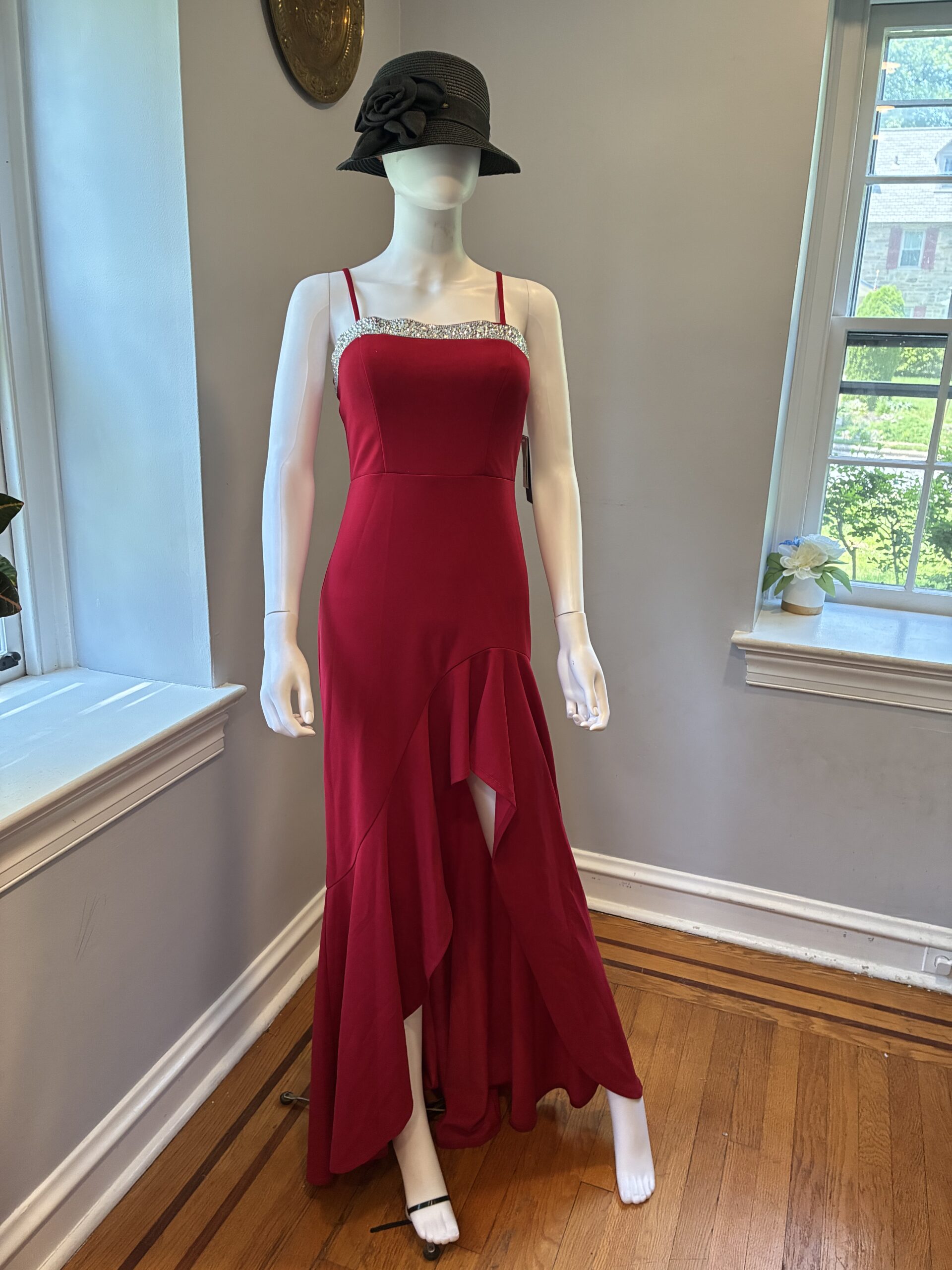 City Studio Red Evening Gown High Slit Formal Maxi Dress Size US 6 - Image 8