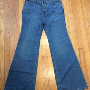 Lauren Ralph Lauren High-Rise Flare Wide Leg Jeans Cropped Blue Denim