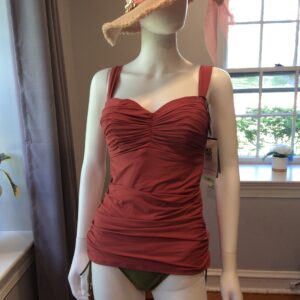 Coco Reef Ruched Tankini Top Adjustable Swim Top Coral Pink 34C