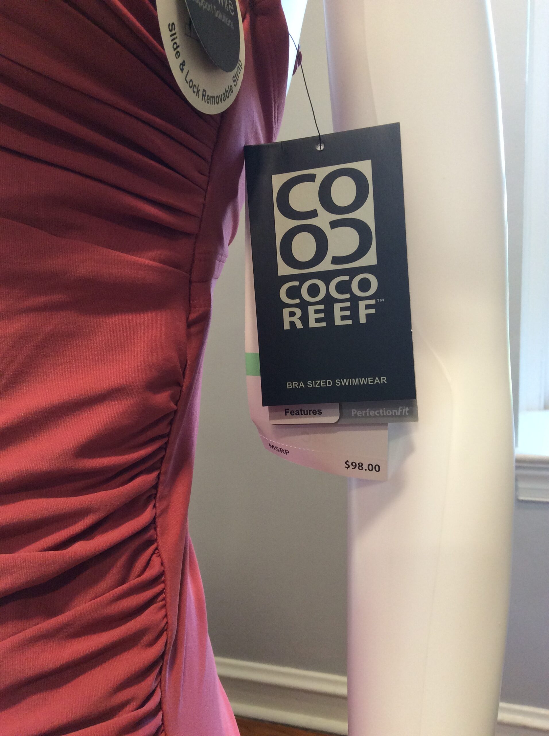 Coco Reef Ruched Tankini Top Adjustable Swim Top Coral Pink 34C - Image 4
