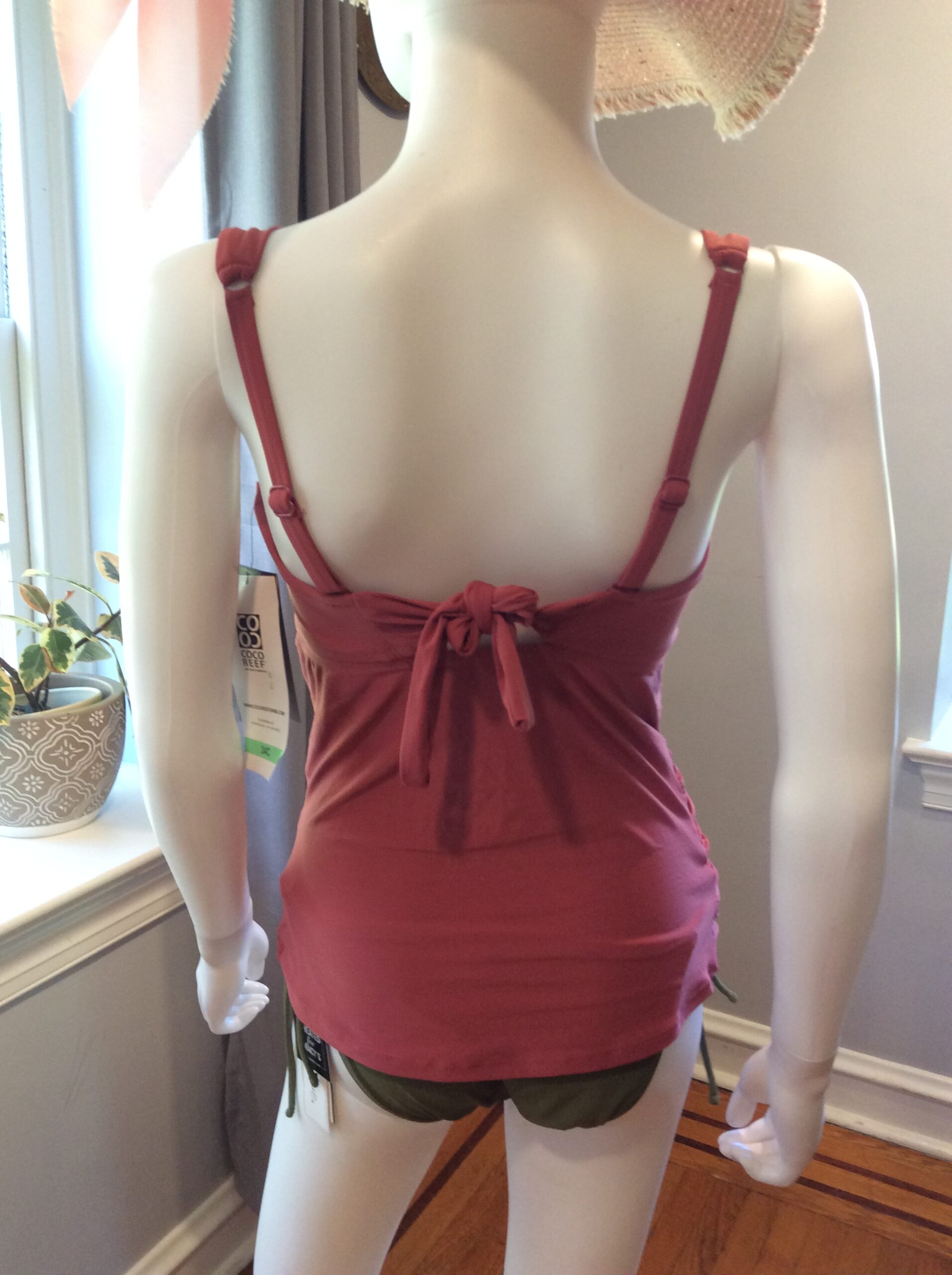 Coco Reef Ruched Tankini Top Adjustable Swim Top Coral Pink 34C - Image 5