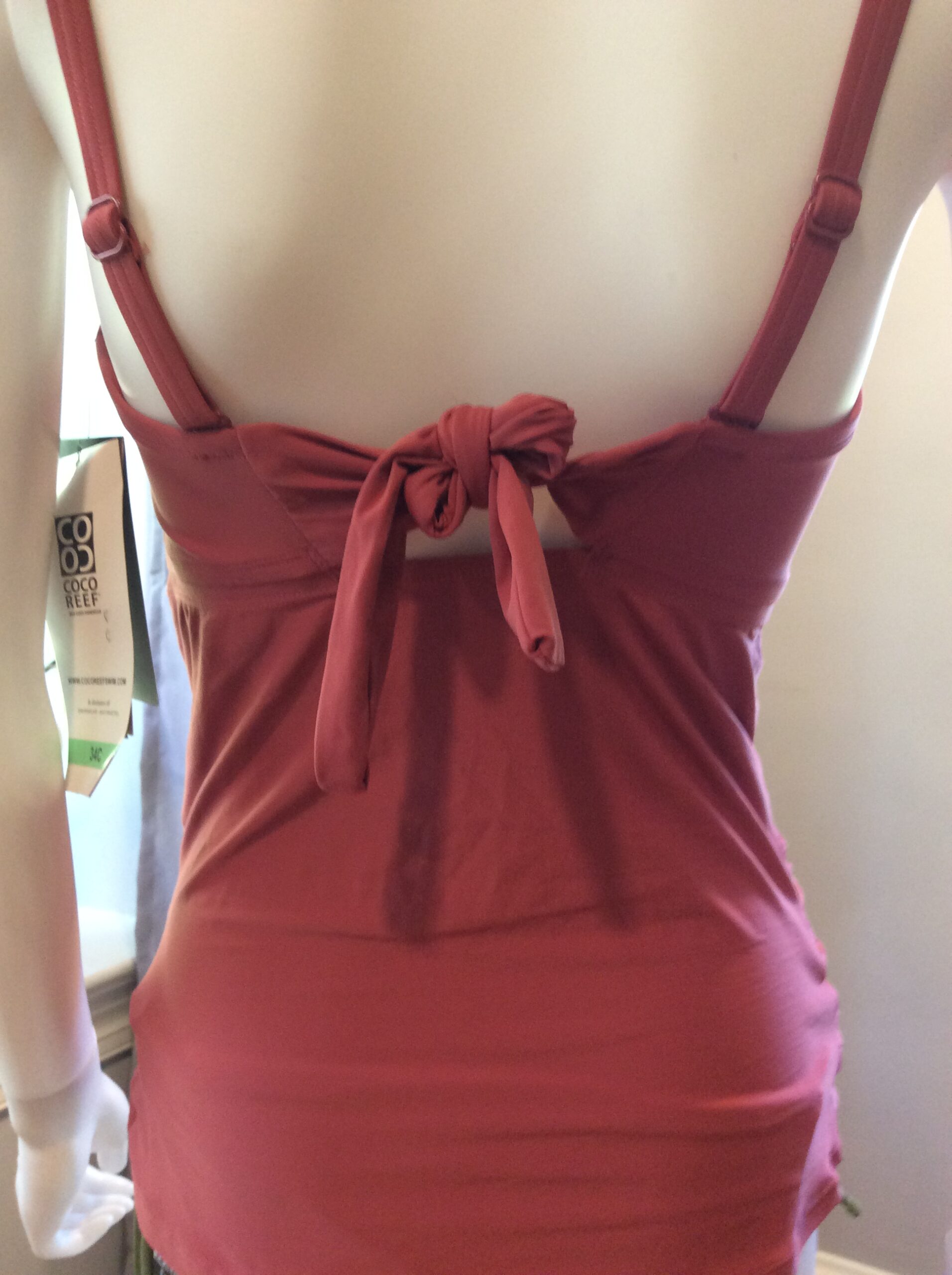 Coco Reef Ruched Tankini Top Adjustable Swim Top Coral Pink 34C - Image 6