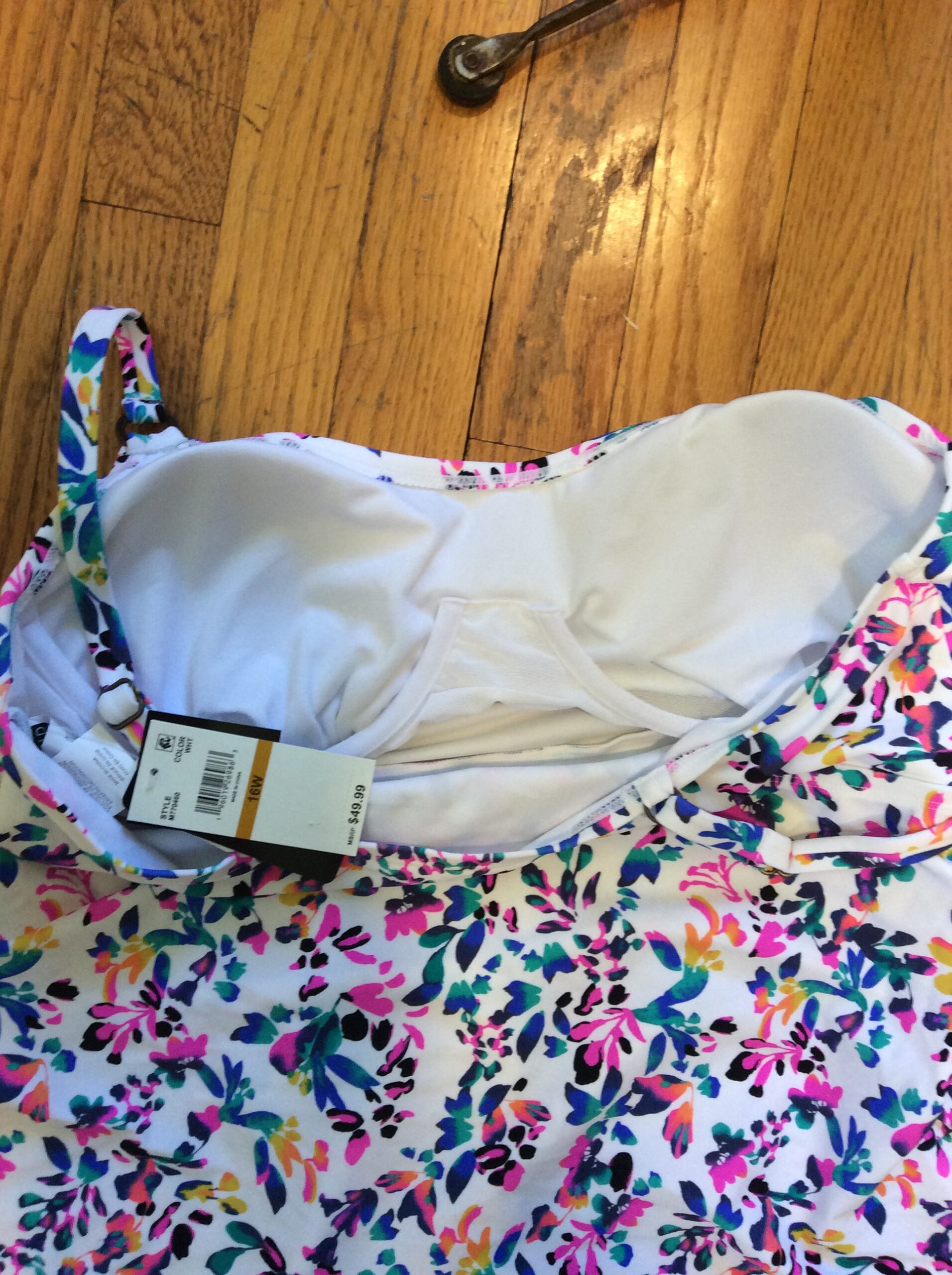 Floral Tankini Swim Top Multicolor Garden Print Swimwear Size 16W - Image 3