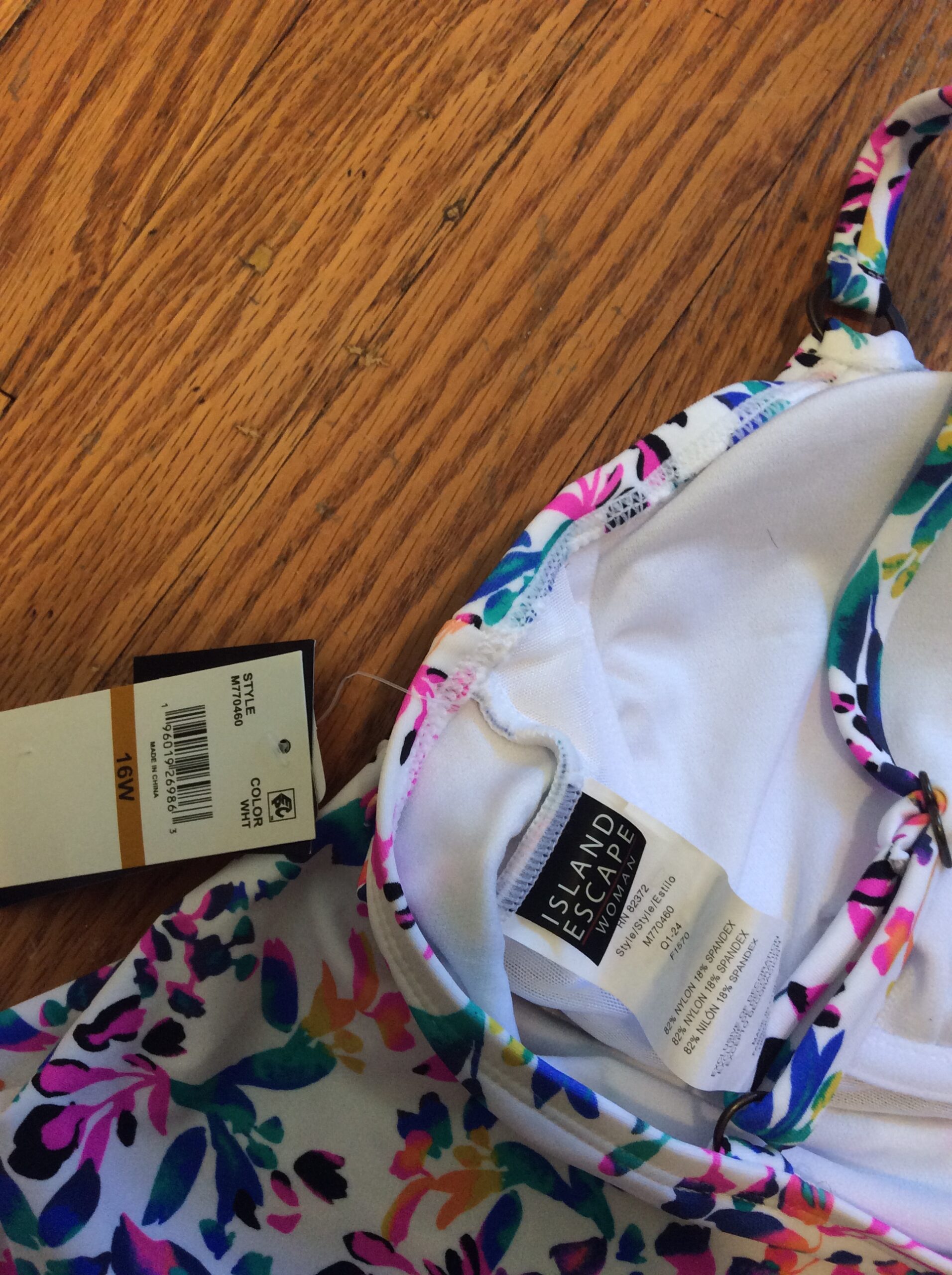 Floral Tankini Swim Top Multicolor Garden Print Swimwear Size 16W - Image 4
