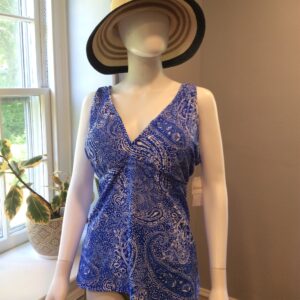 Raisins Blue Paisley Tankini Top Adjustable Swimwear Size 22W