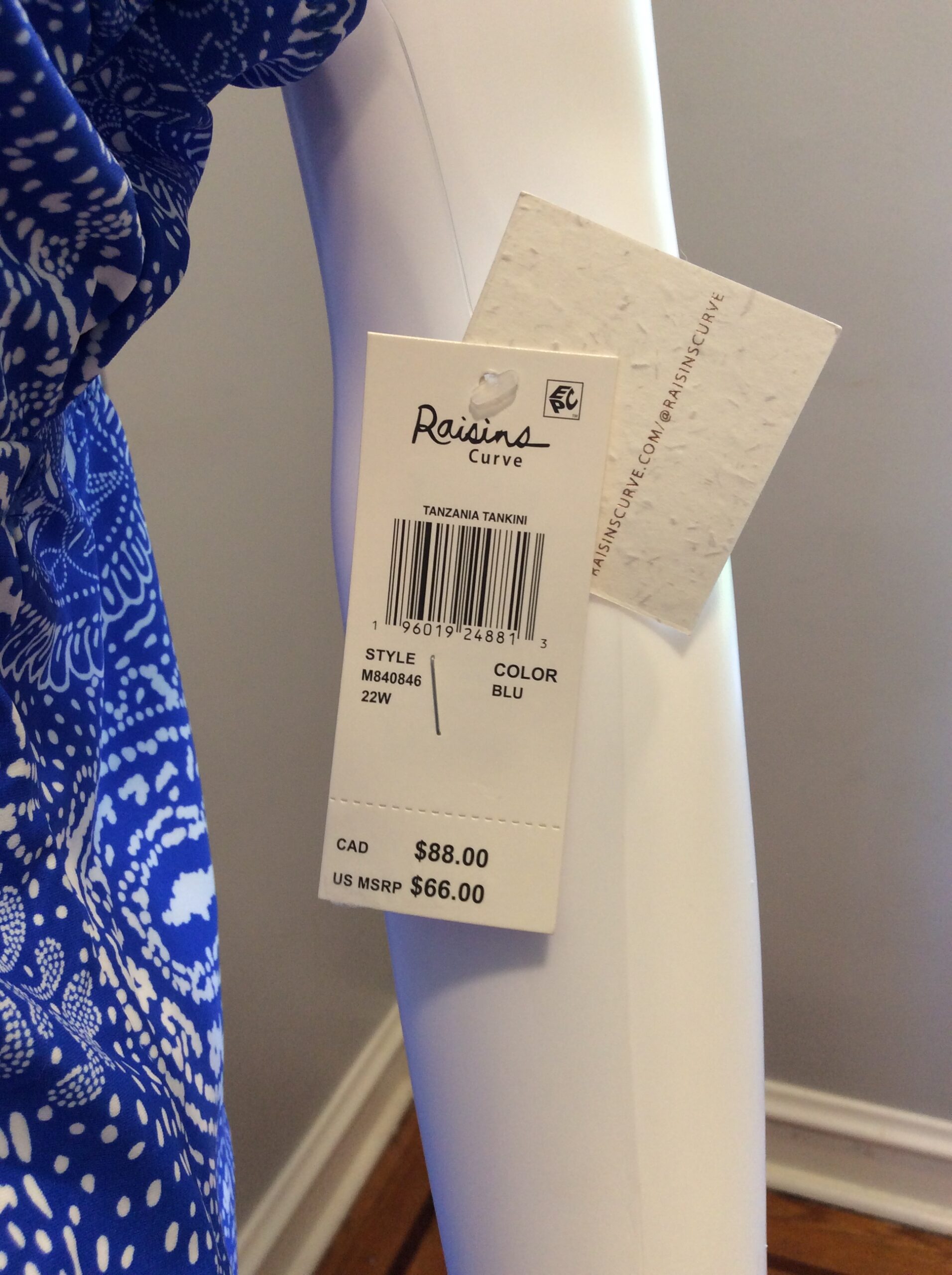 Raisins Blue Paisley Tankini Top Adjustable Swimwear Size 22W - Image 3