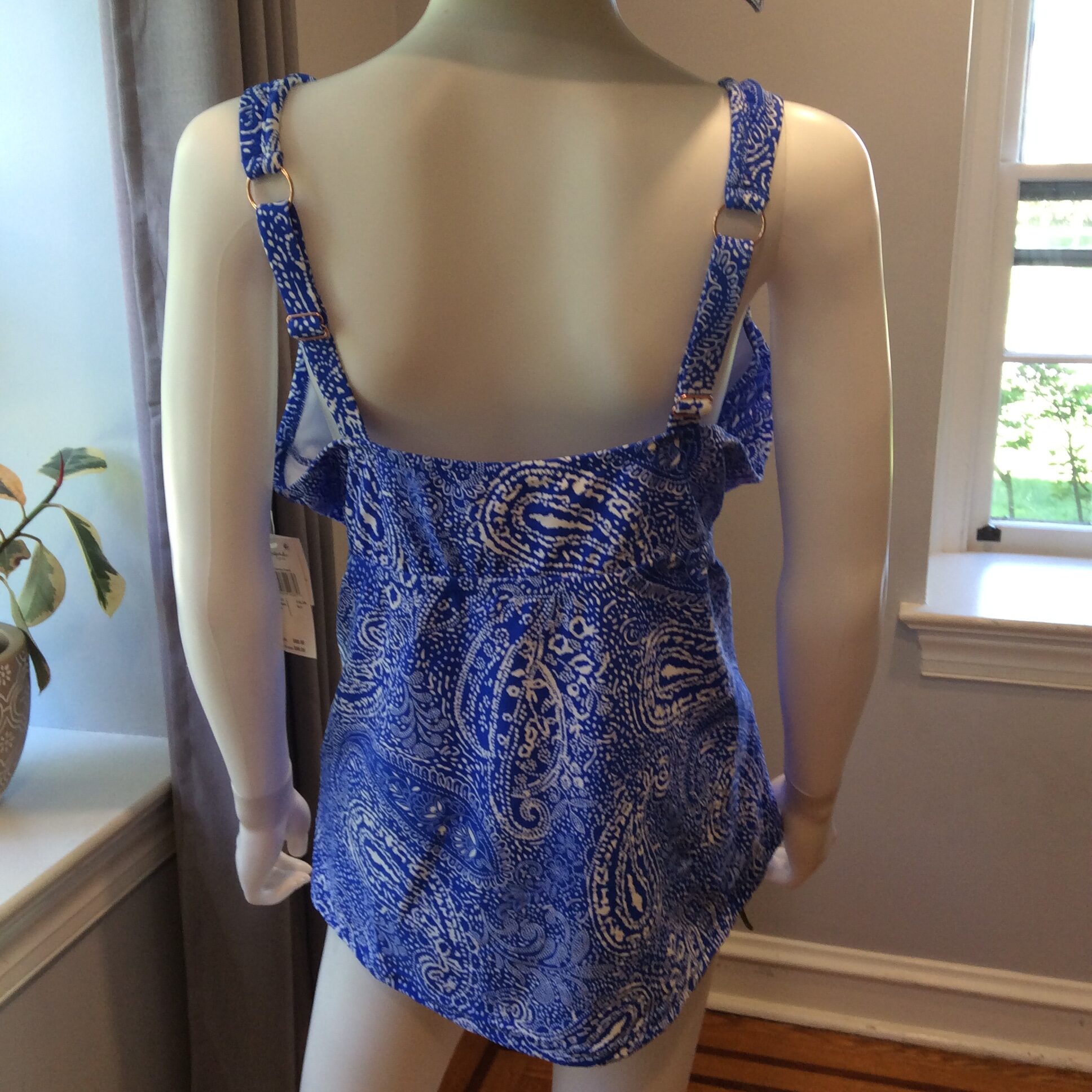Raisins Blue Paisley Tankini Top Adjustable Swimwear Size 22W - Image 2