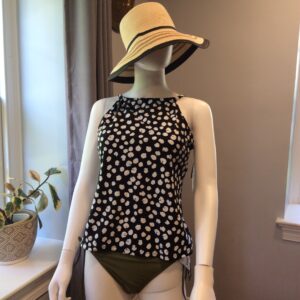 Black White Polka Dot Tankini Top Classic Swimwear Size 8