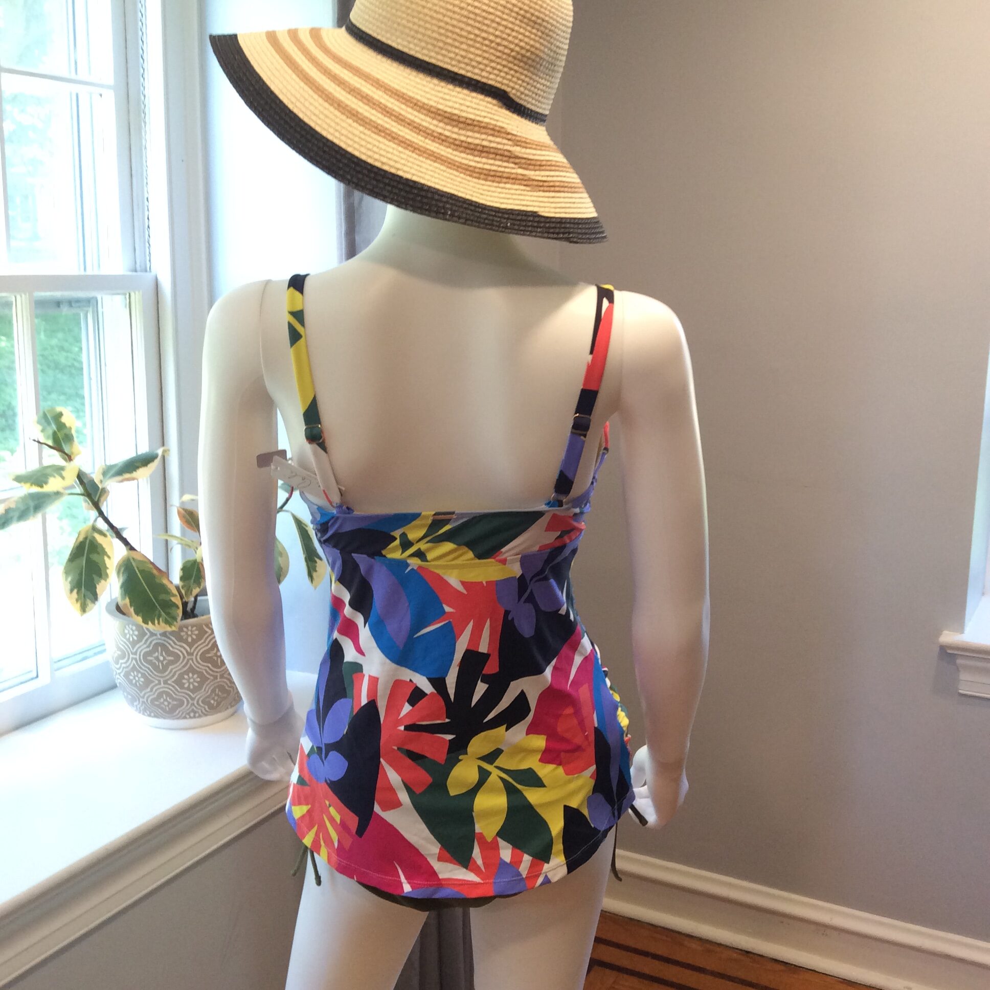 Tropical Floral Tankini Top Multicolor Swimwear Size 34 DD - Image 4