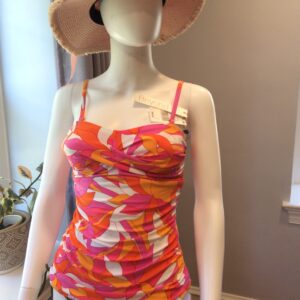 Beyond Control Floral Tankini Top Ruched Tummy Control Swimwear Size 6