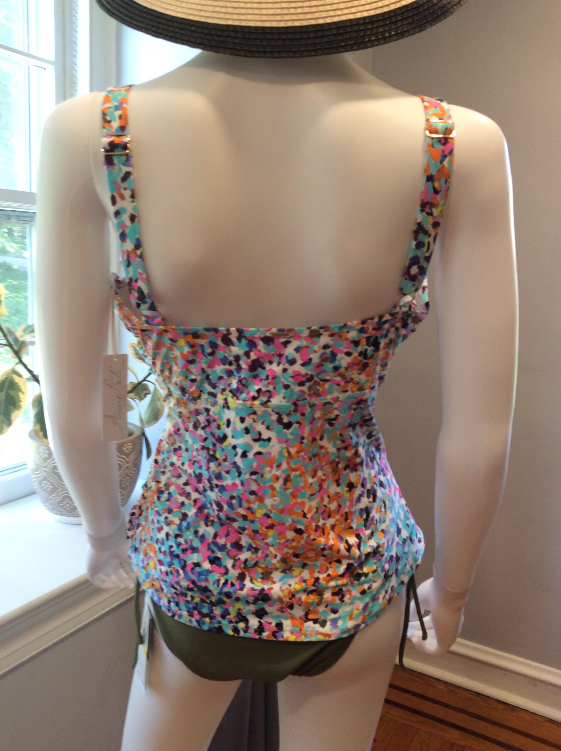Confetti Print Tankini Top Tummy Control Swim Top Multicolor Swimwear Size 20W - Image 2