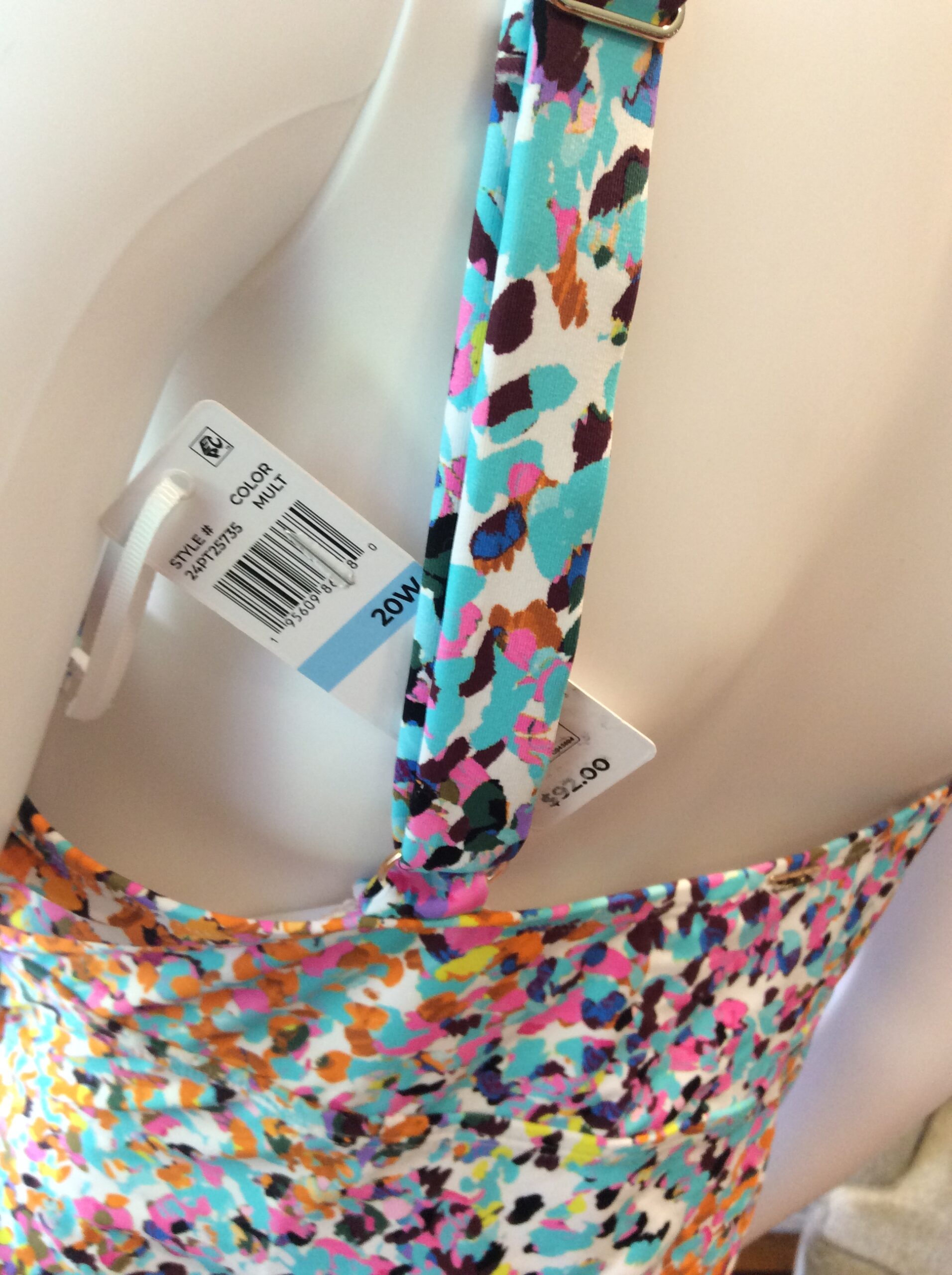 Confetti Print Tankini Top Tummy Control Swim Top Multicolor Swimwear Size 20W - Image 3