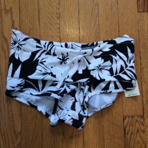 Raisins Women's Black White Tropical Floral Bikini Bottom NWT Designer Swimwear Size S