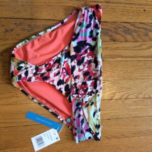 Bleu Rod Beattie Abstract Floral Bikini Bottom Pink Coral Multicolor NWT Women's Swimwear Size 6