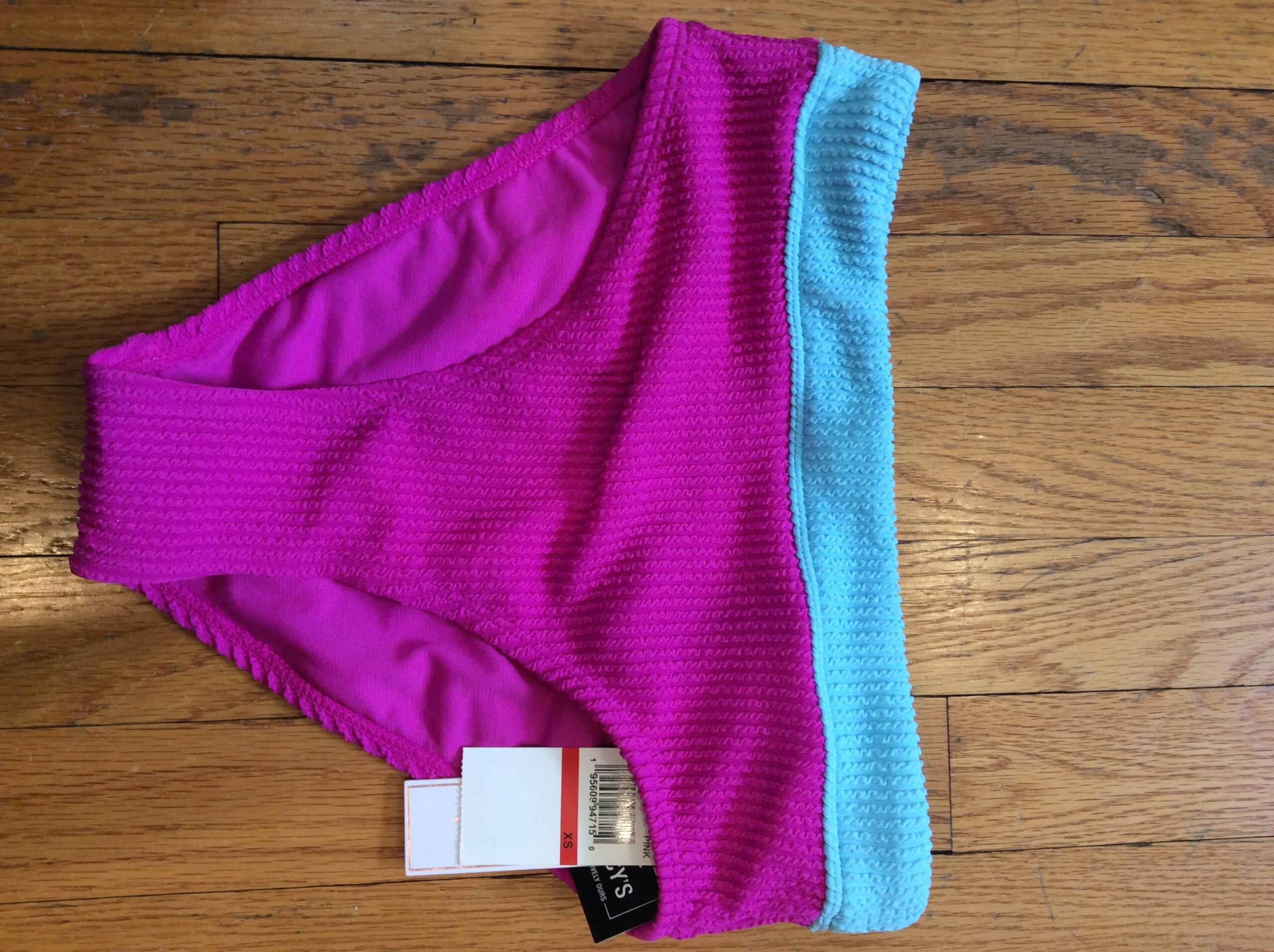 Salt & Cove Pink Turquoise Colorblock Bikini Bottom NWT Women's Swimwear Size XS