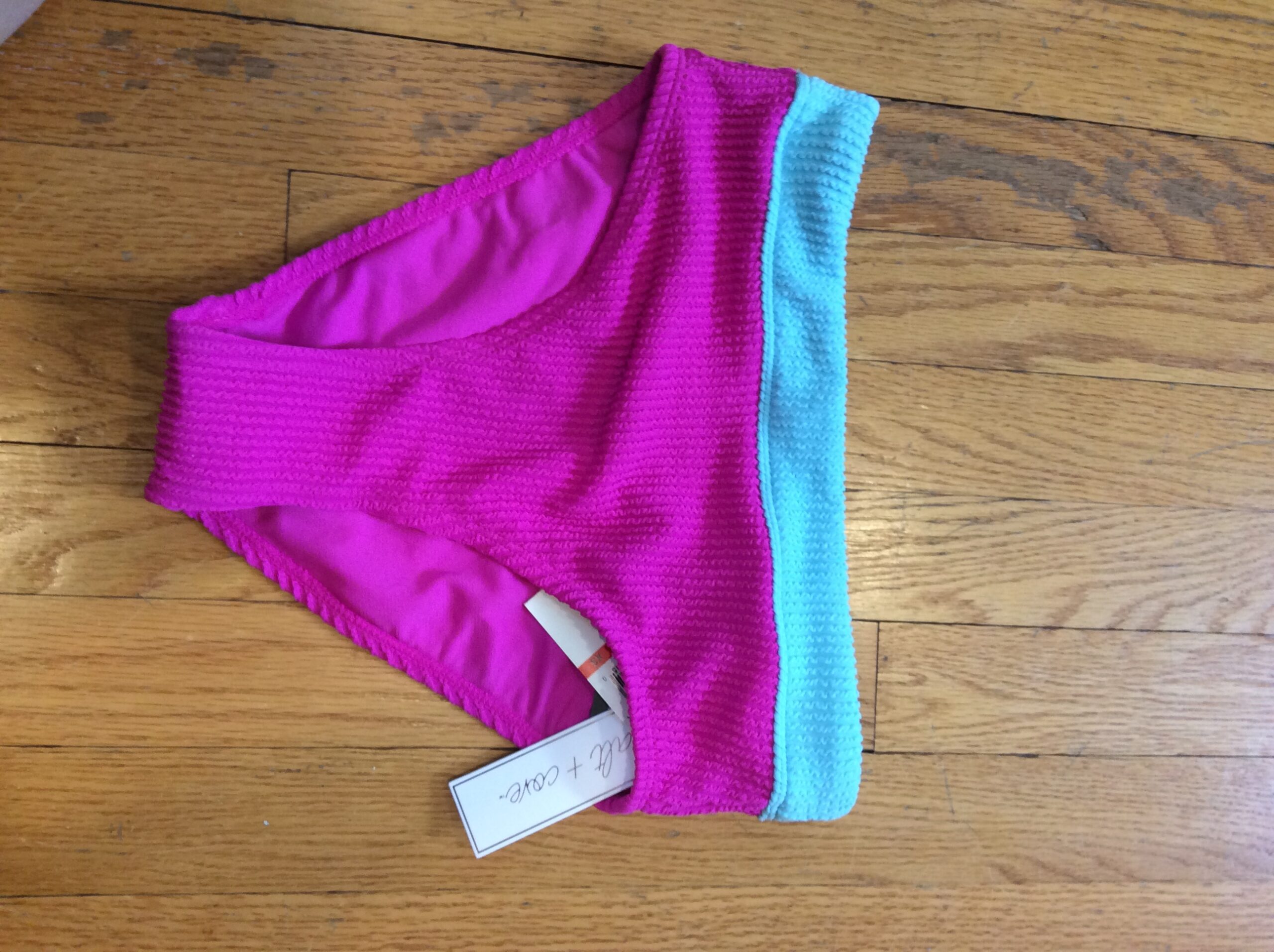 Salt & Cove Pink Turquoise Colorblock Bikini Bottom NWT Women's Swimwear Size XS - Image 2