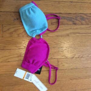 Salt & Cove Pink Turquoise Bikini Top Colorblock Swimwear Women's NWT