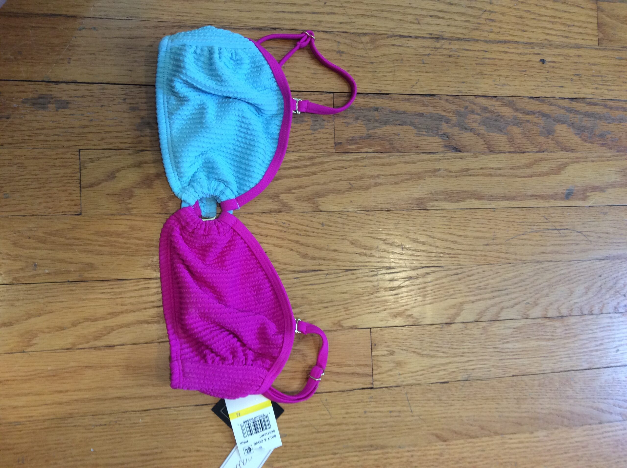 Salt & Cove Pink Turquoise Bikini Top Colorblock Swimwear Women's NWT - Image 4