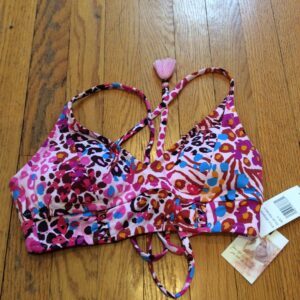 Jessica Simpson Pink Turquoise Bikini Set Women's Size S NWT Colorblock Swimwear