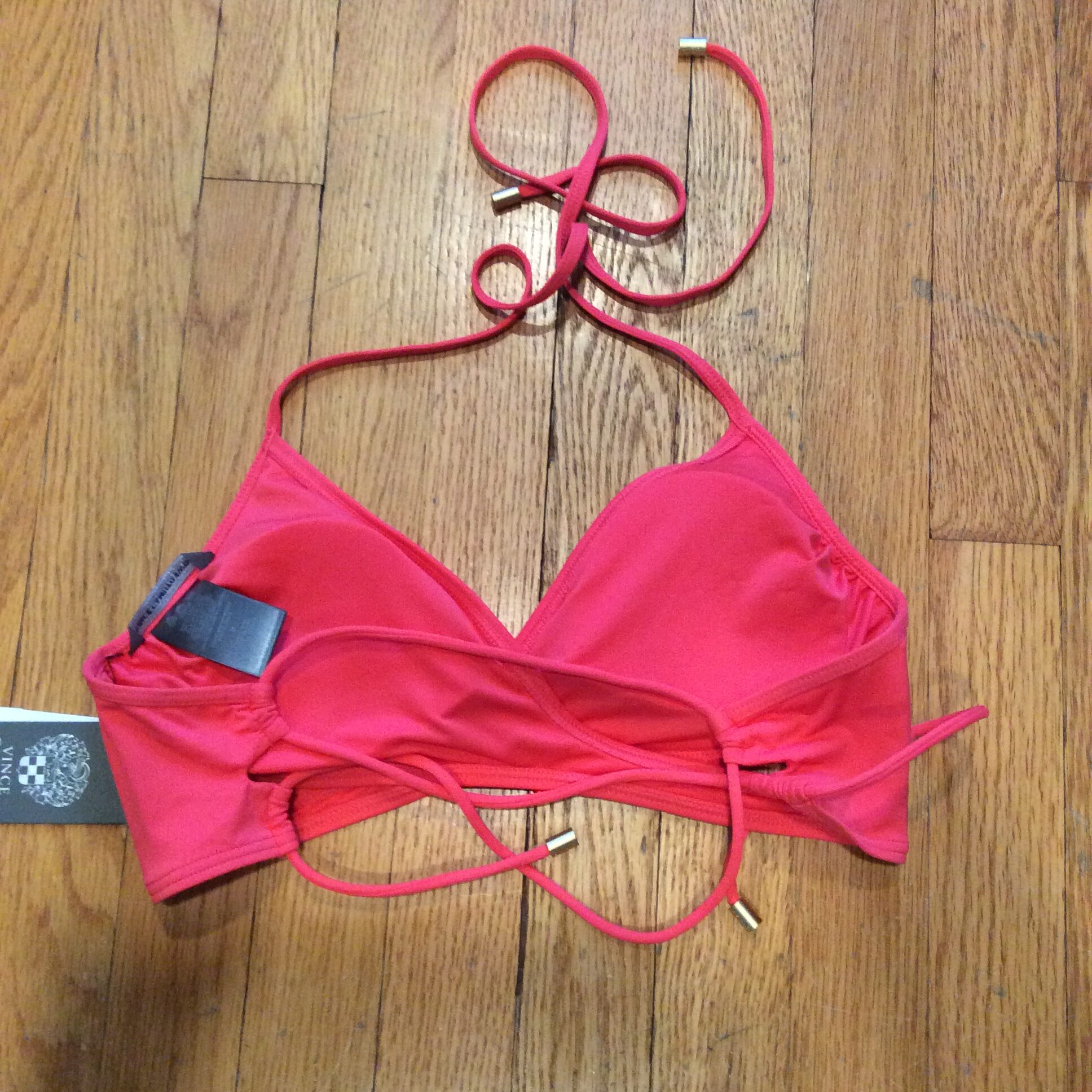 Vince Camuto Coral Bikini Top Wrap Front Halter Swimsuit NWT Women's Size M - Image 3