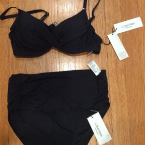 Calvin Klein Black Twist Front Bikini Set NWT Women's Two Piece Swimsuit Size S