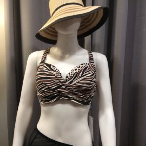 Bleu Rod Beattie Animal Print Bikini Top NWT Women's Zebra Print Swimwear Size 38DD