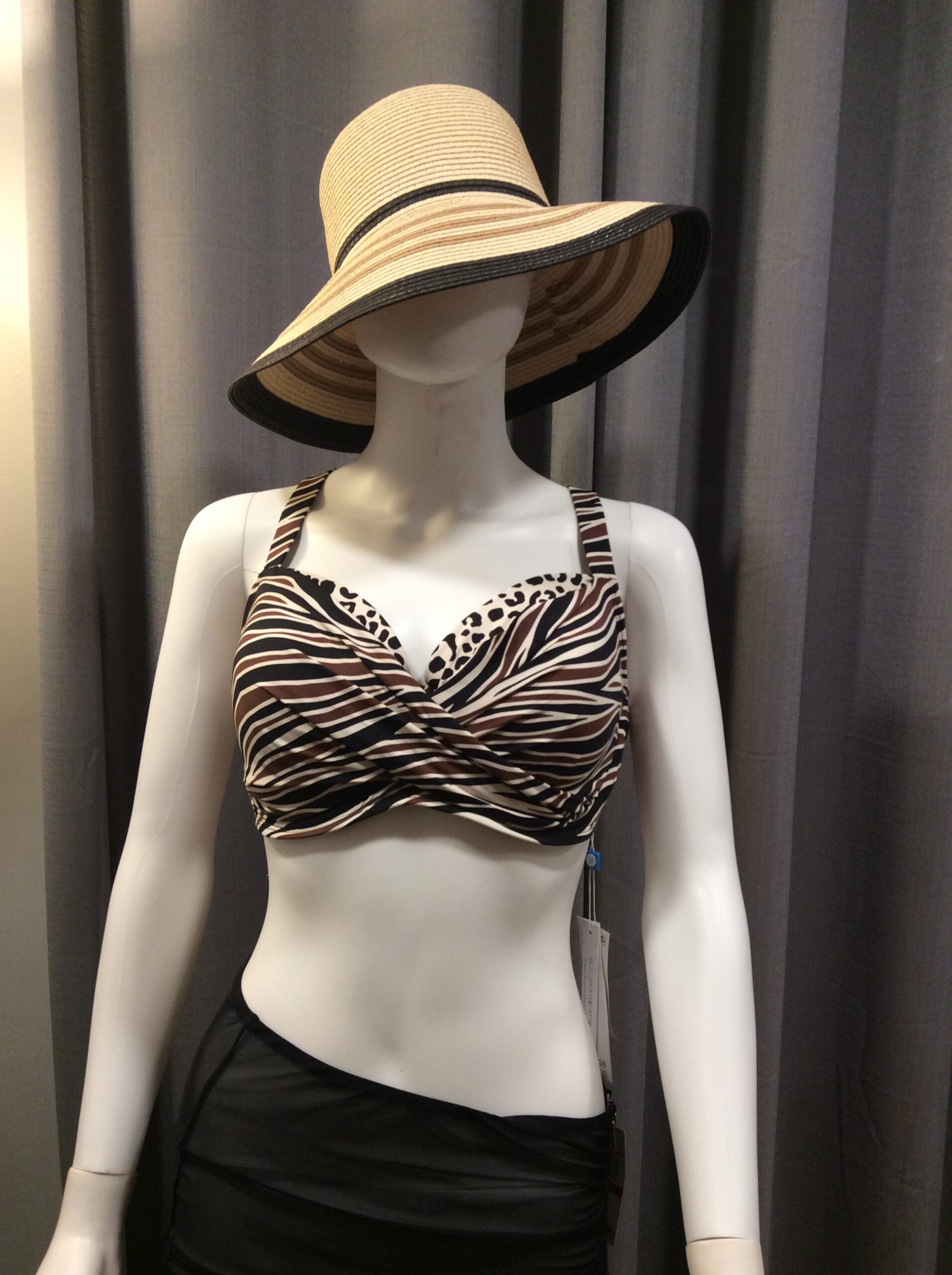 Bleu Rod Beattie Animal Print Bikini Top NWT Women's Zebra Print Swimwear Size 38DD