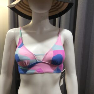 Salt & Cove Pastel Geometric Bikini Top NWT Women's Pink Blue Swimwear Size XS