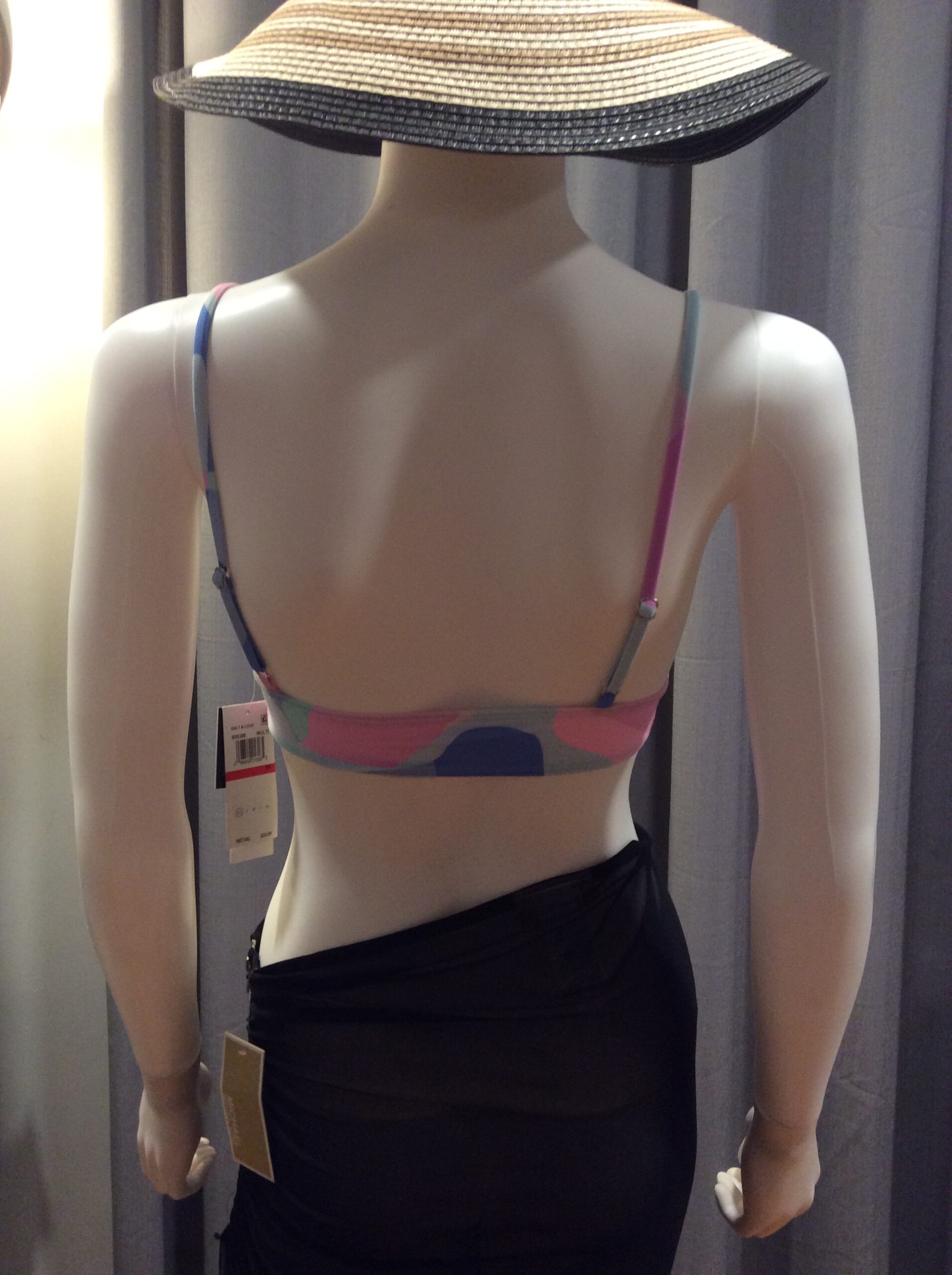 Salt & Cove Pastel Geometric Bikini Top NWT Women's Pink Blue Swimwear Size XS - Image 3