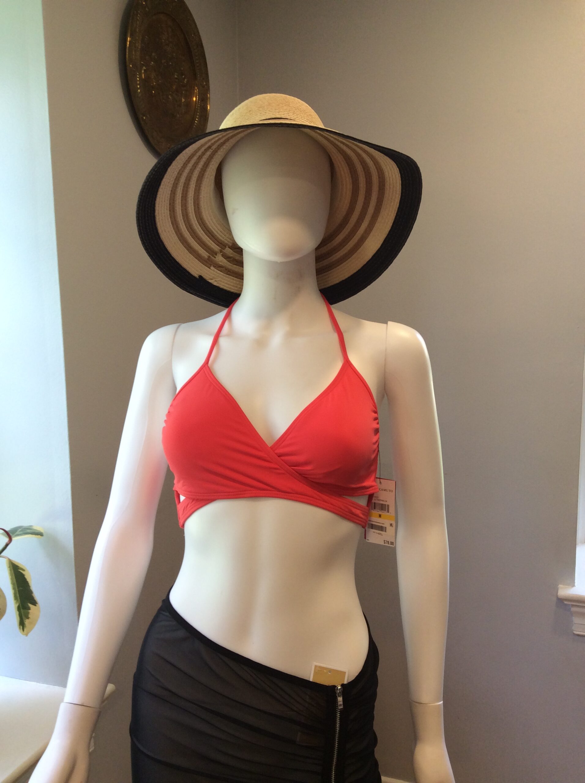Vince Camuto Coral Bikini Top Wrap Front Halter Swimsuit NWT Women's Size M