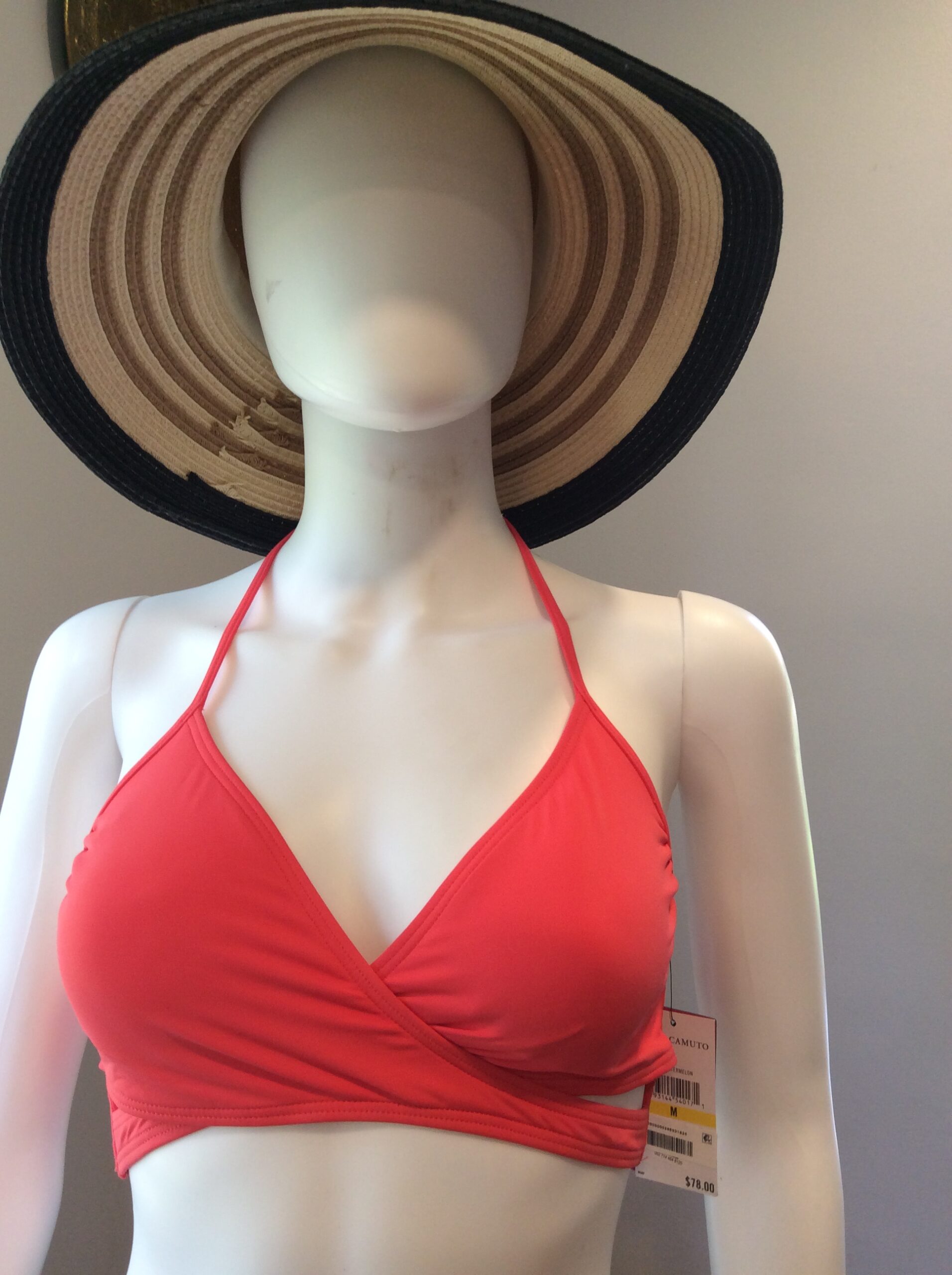 Vince Camuto Coral Bikini Top Wrap Front Halter Swimsuit NWT Women's Size M - Image 5