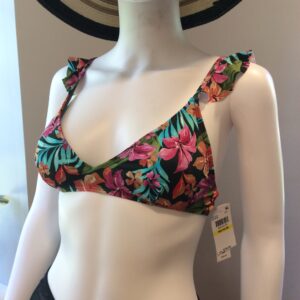 Lucky Brand Floral Bikini Top NWT Women's Tropical Print Swimwear Size M