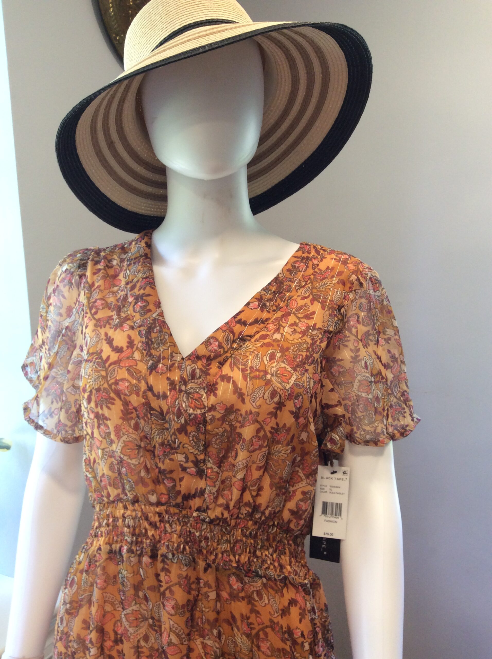 Black Tape Women's Boho Floral Maxi Dress Brown Orange Print Size XL - Image 3