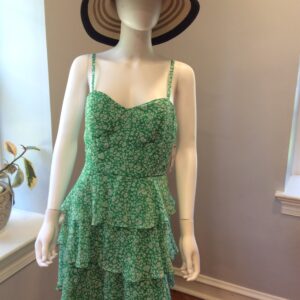 BCX Green Floral Tiered Sundress Women's Summer Dress Size L