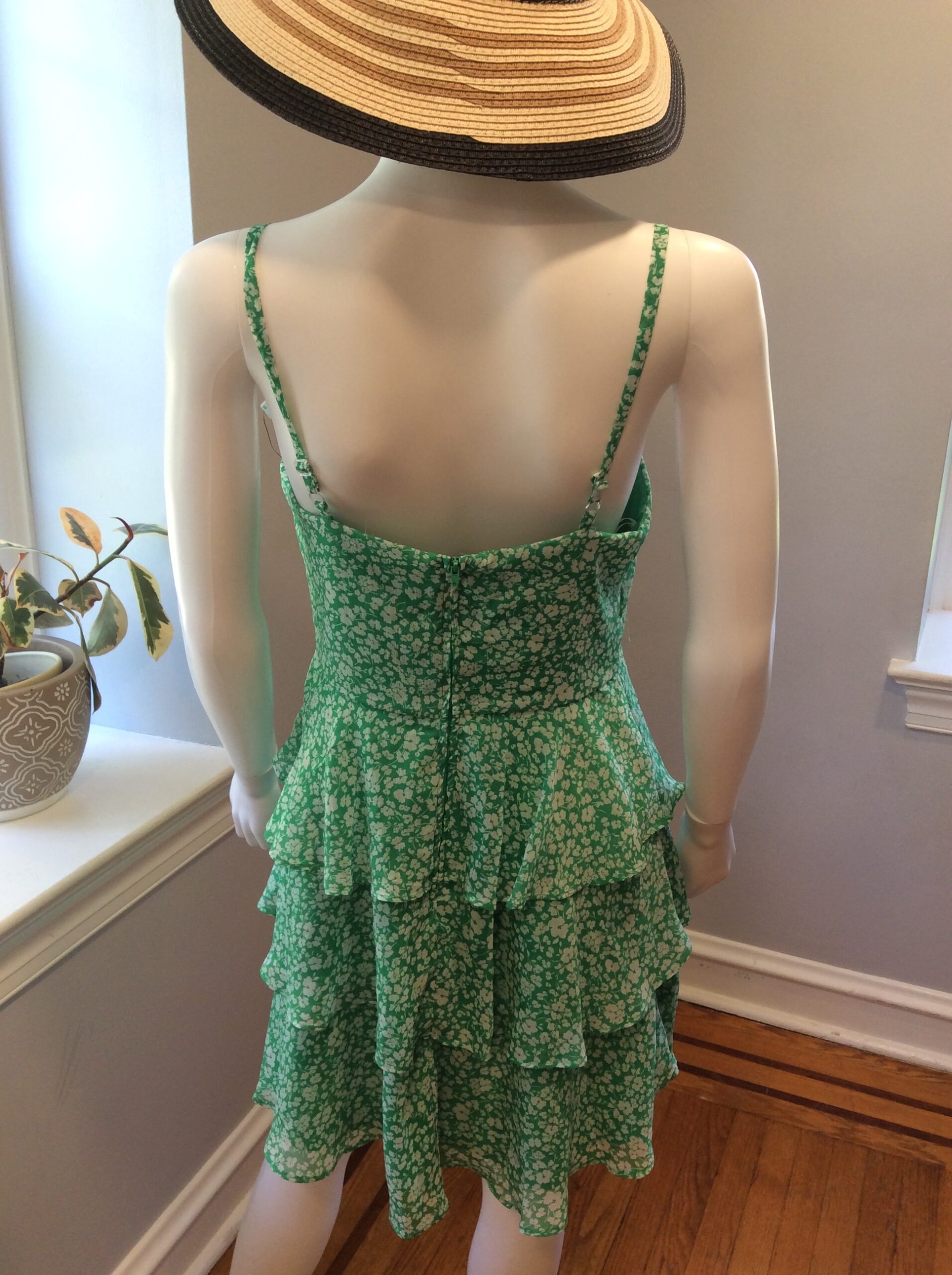 BCX Green Floral Tiered Sundress Women's Summer Dress Size L - Image 4