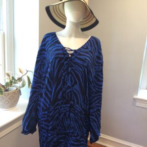 Raisins Blue Black Animal Print Cover Up Tunic Dress Women's Size 3X